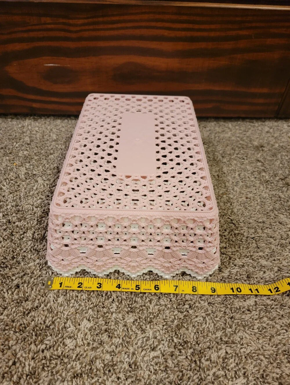 Storage Trays in Pink and White Scalloped Lace Design